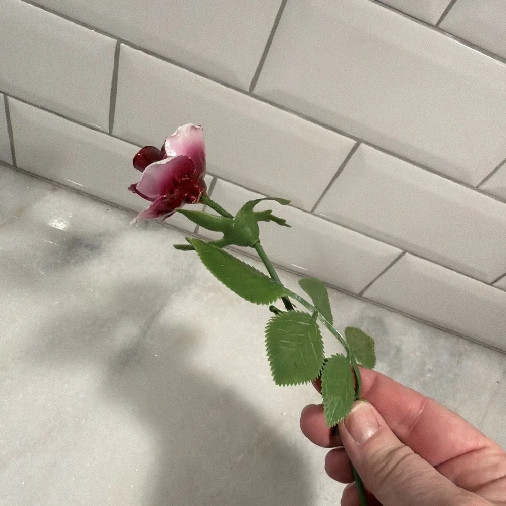 7 Vtg Porcelain‎ Roses Italian Pink Red Antique